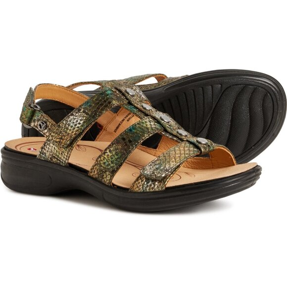NEW REVERE Toledo Sandals - Leather, Wide Width For Women  Peacock Python 253 - Picture 1 of 5